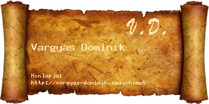 Vargyas Dominik névjegykártya